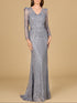 Long Sleeve Sheath Gown with Juliet Sleeves by Lara New York