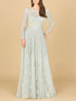 Long Sleeve Beaded Lace Gown by Lara New York