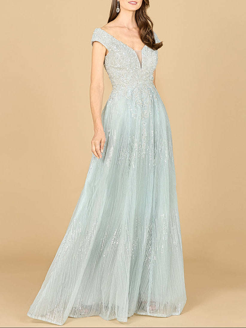 Cap Sleeve Lace Ballgown by Lara New York