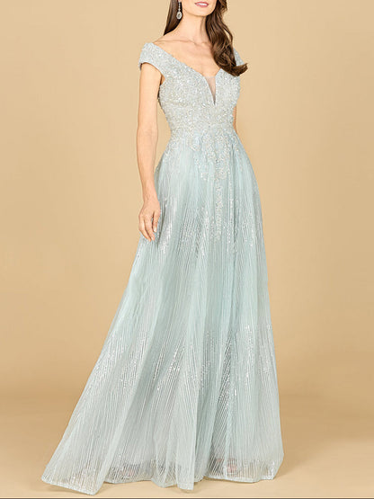Cap Sleeve Lace Ballgown by Lara New York