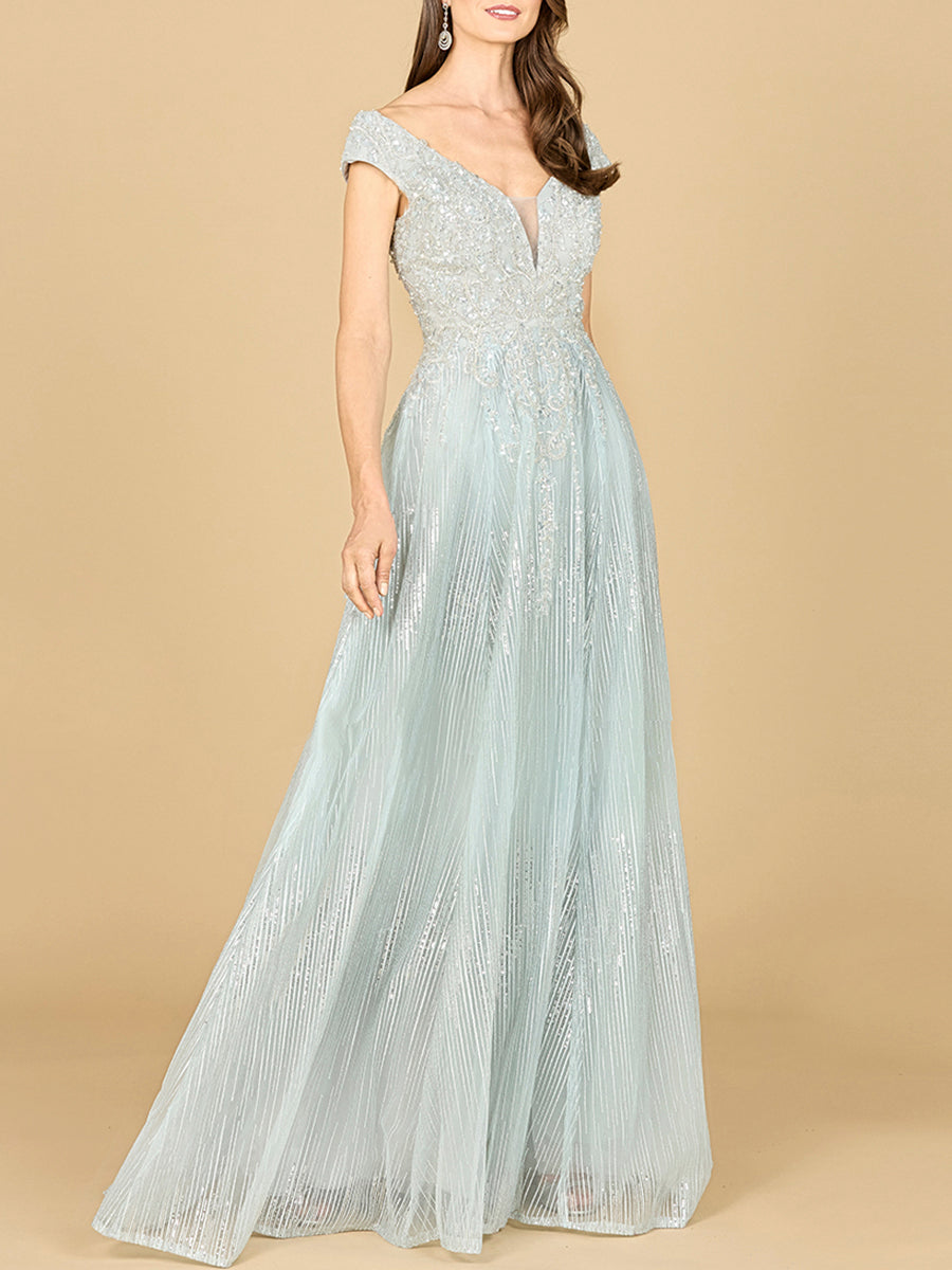 Cap Sleeve Lace Ballgown by Lara New York