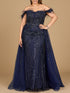 Off Shoulder Gown with Feathers by Lara New York