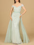 Classic Off Shoulder Overskirt Gown by Lara New York