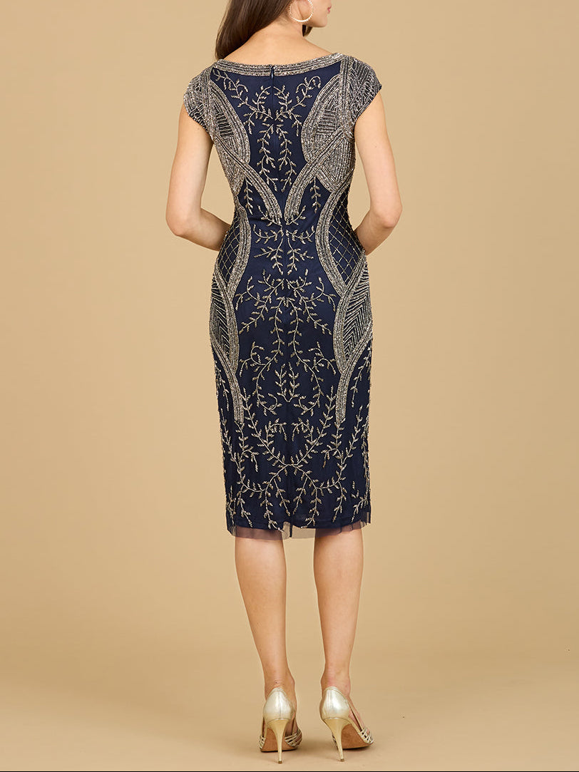 Cap Sleeve Midi Gown with High Neckline by Lara New York
