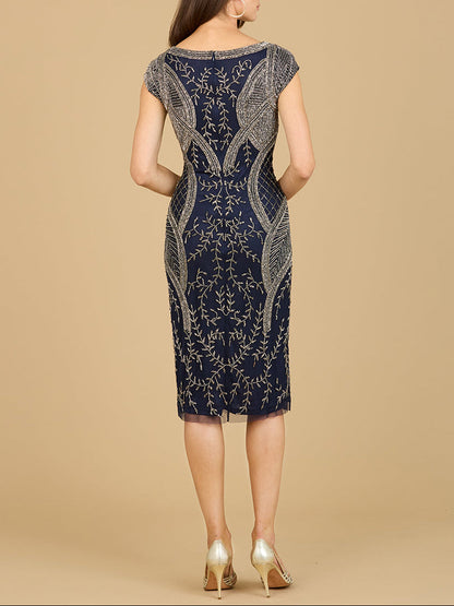Cap Sleeve Midi Gown with High Neckline by Lara New York