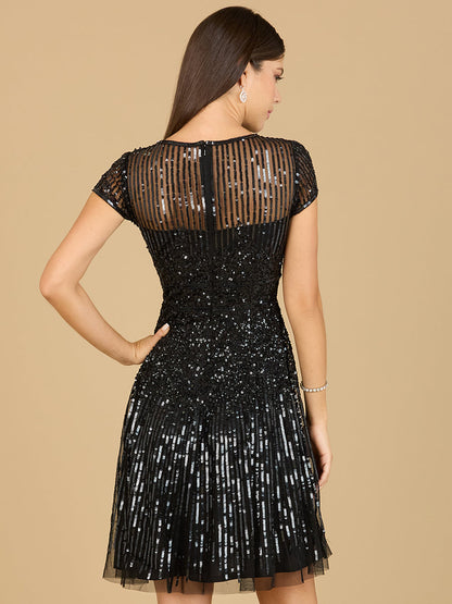 Cap Sleeve Sequin Short Dress by Lara New York