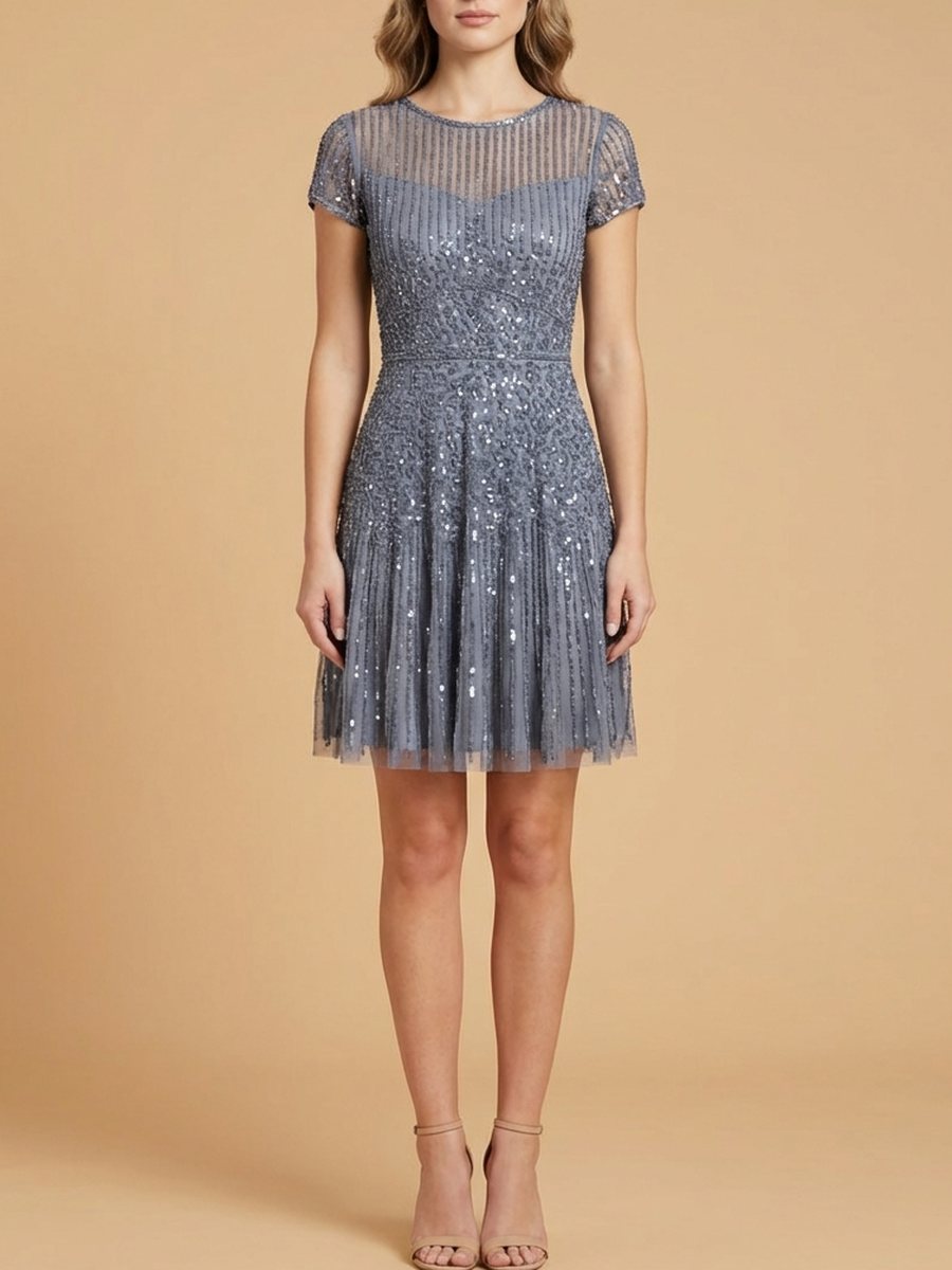 Cap Sleeve Sequin Short Dress by Lara New York