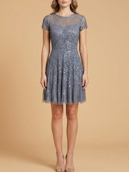Cap Sleeve Sequin Short Dress by Lara New York
