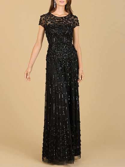 3D Floral Embellished Cap Sleeve Gown | 29181 by Lara New York