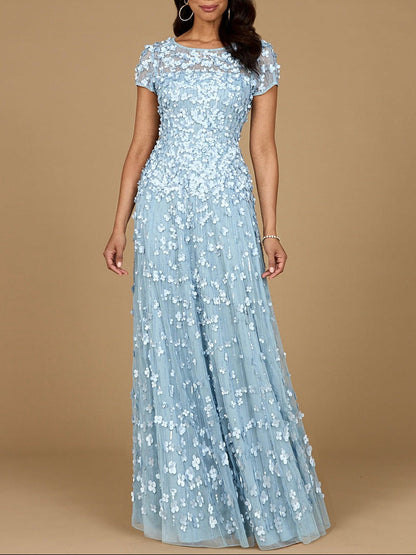 3D Floral Embellished Cap Sleeve Gown | 29181 by Lara New York