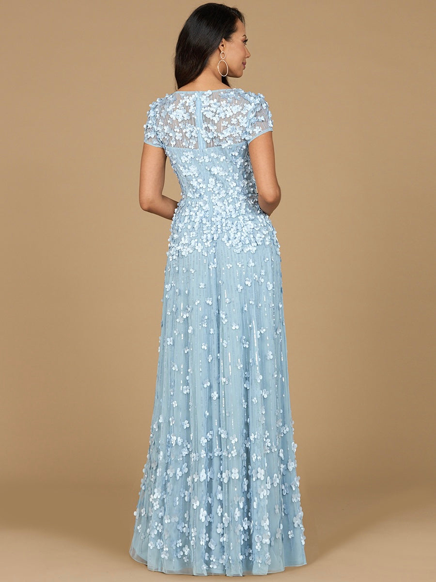 3D Floral Embellished Cap Sleeve Gown | 29181 by Lara New York