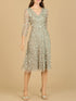 Flowing, 3D Embroidered Midi Dress with Sleeves by Lara New York