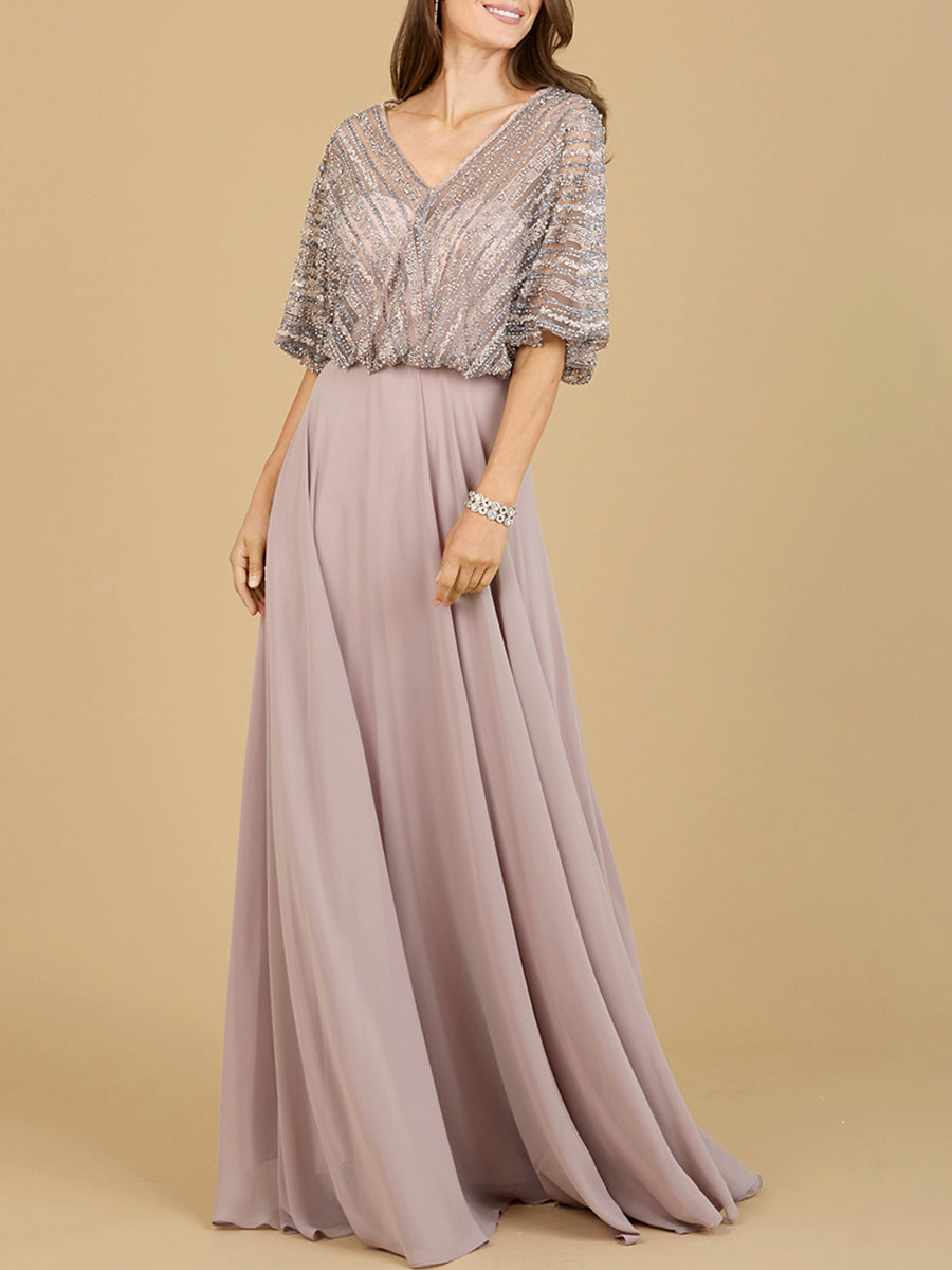 Chiffon A-line Long Gown by Lara New York