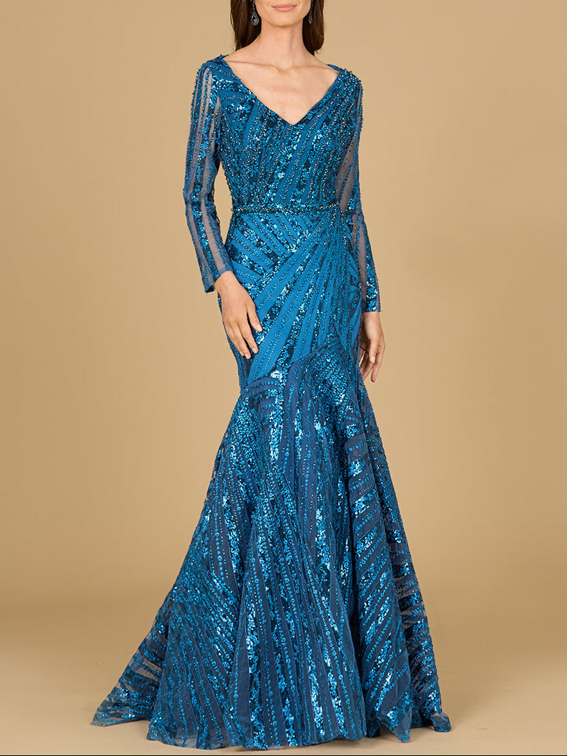 Mermaid, Long Sleeve Gown by Lara New York