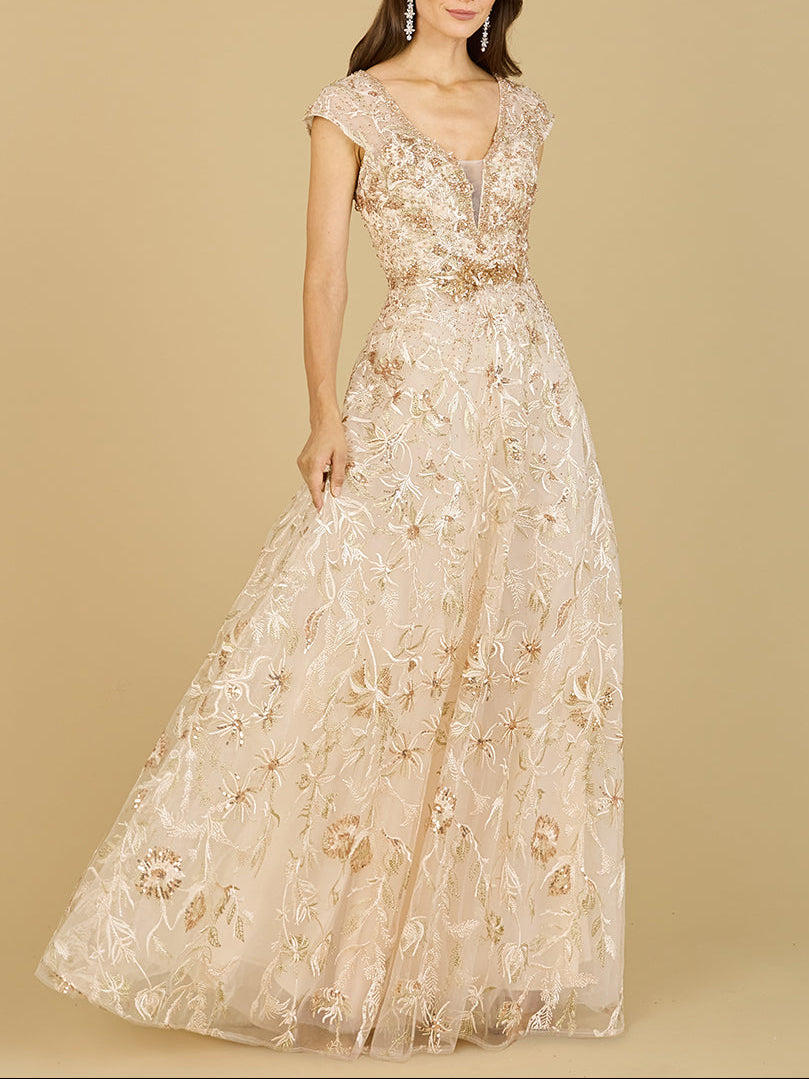 Lace Embellished A-Line Dress by Lara New York