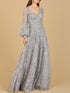 V Neckline Long Sleeve Gown by Lara New York