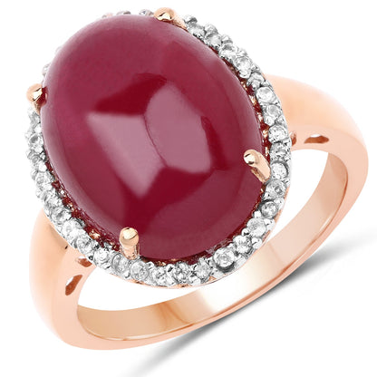 14K Rose Gold Plated 16.69 Carat Genuine Glass Filled Ruby and White Topaz .925 Sterling Silver Ring by Bids.com