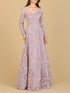 A-line Gown With Long Sleeves, V-Neckline by Lara New York