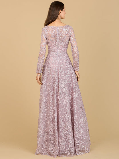A-line Gown With Long Sleeves, V-Neckline by Lara New York