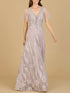 Cape Sleeve V-Neck Gown - OUTLET by Lara New York