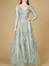 Long Sleeve Lace Ballgown with V-Neck by Lara New York