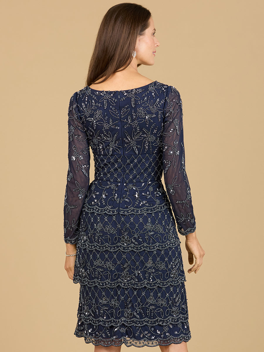 Knee Length, Long Sleeve Cocktail Dress by Lara New York