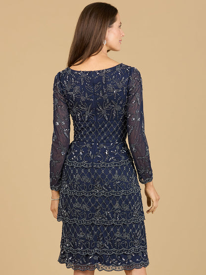 Knee Length, Long Sleeve Cocktail Dress by Lara New York