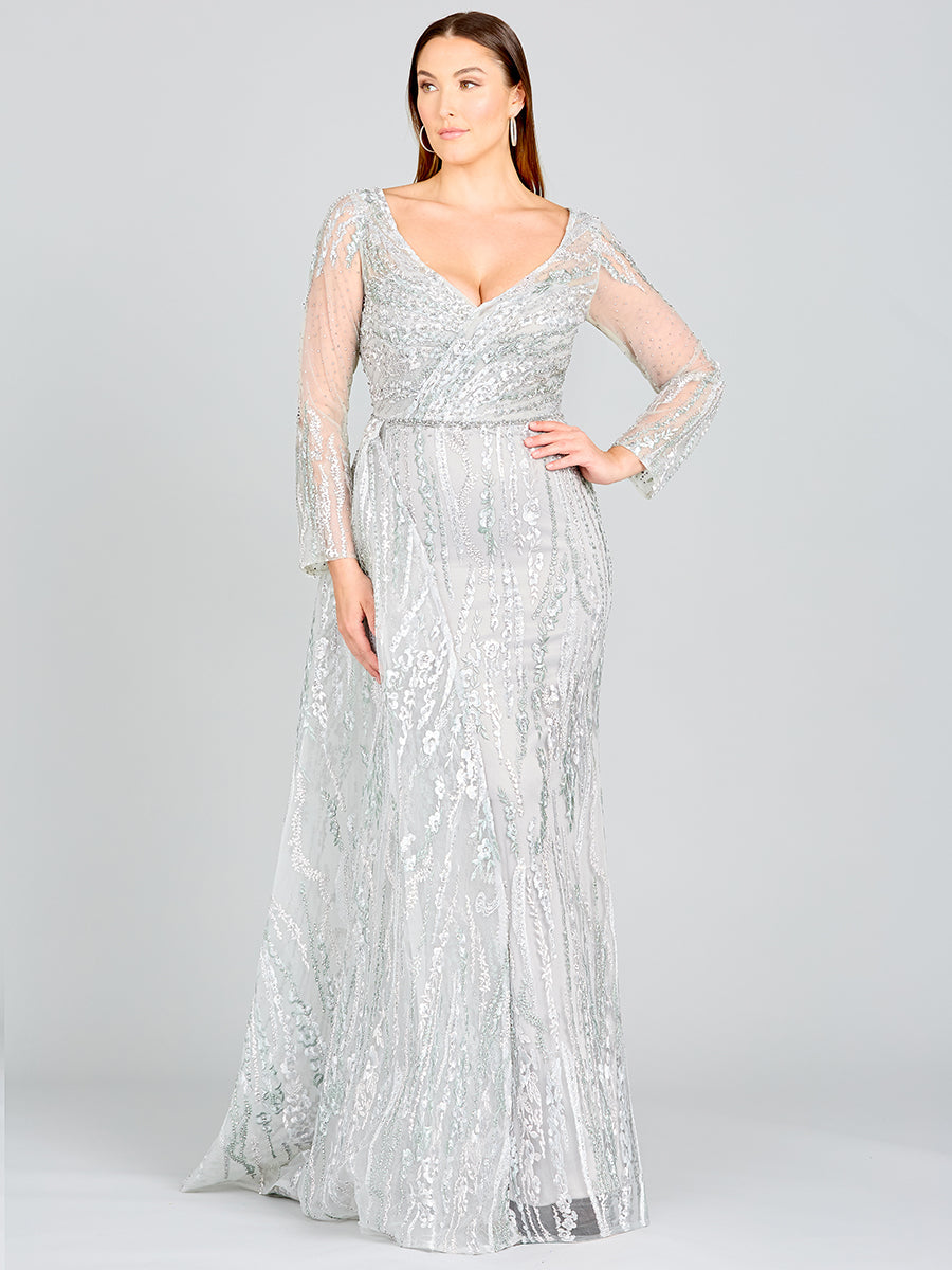 Asymmetrical Skirt Overlay Dress with Long Sleeves by Lara New York