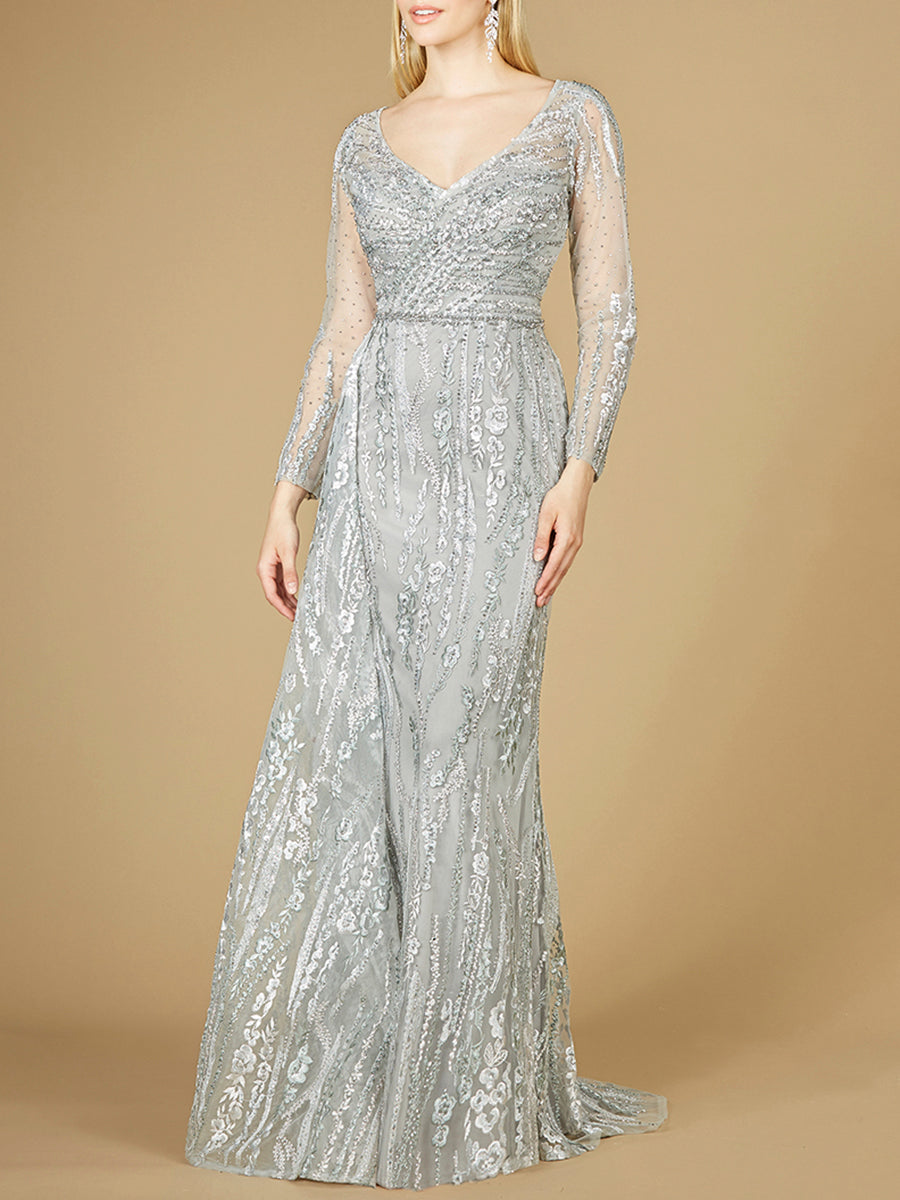 Asymmetrical Skirt Overlay Dress with Long Sleeves by Lara New York