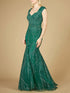 Cap Sleeve Mermaid Beaded Gown by Lara New York