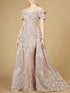 Off Shoulder Mermaid Lace Gown with Overskirt by Lara New York