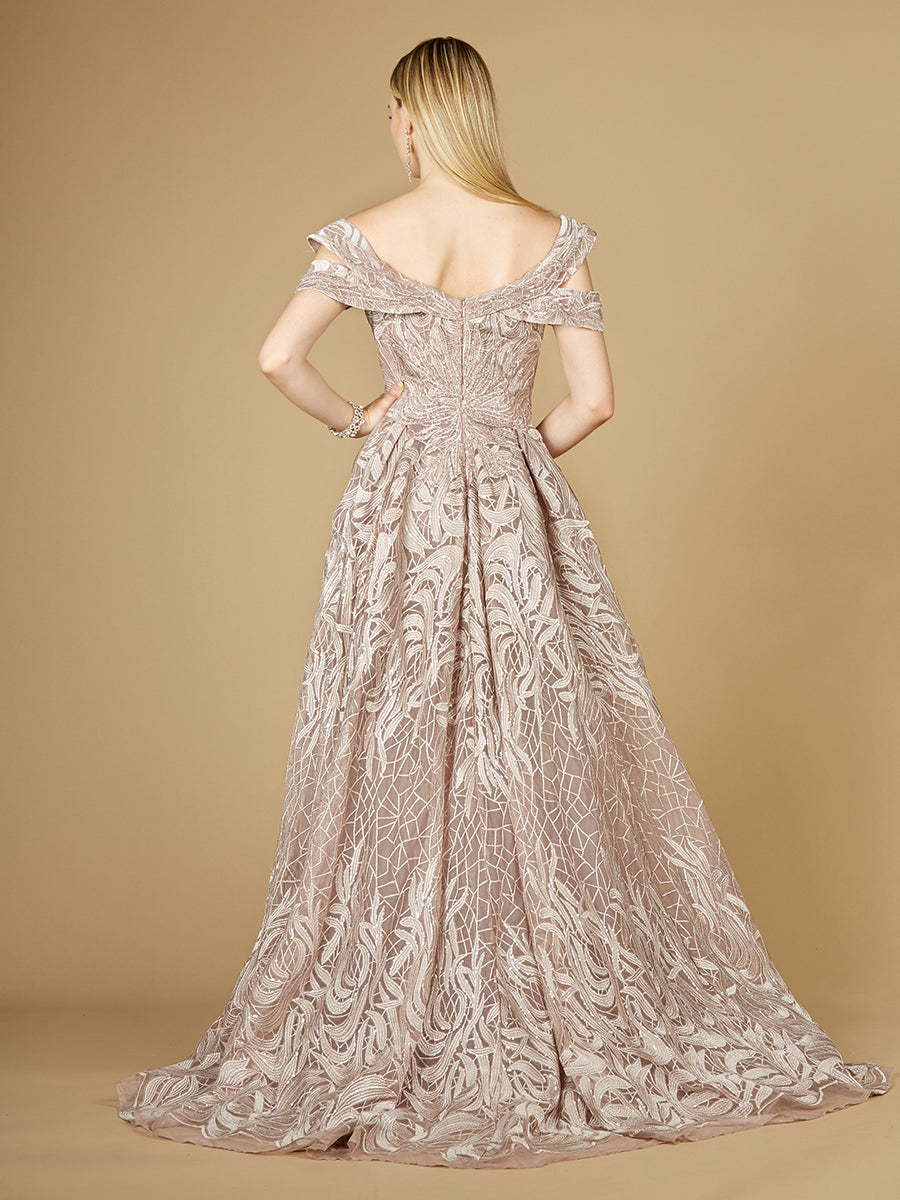 Off Shoulder Mermaid Lace Gown with Overskirt by Lara New York