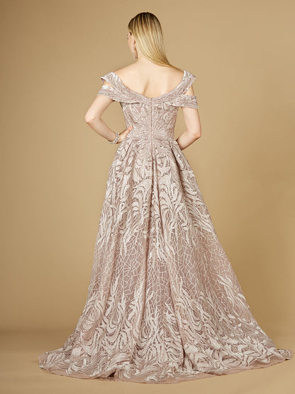 Off Shoulder Mermaid Lace Gown with Overskirt by Lara New York