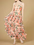 Ruffle Skirt Printed Gown with Spaghetti Straps - OUTLET by Lara New York