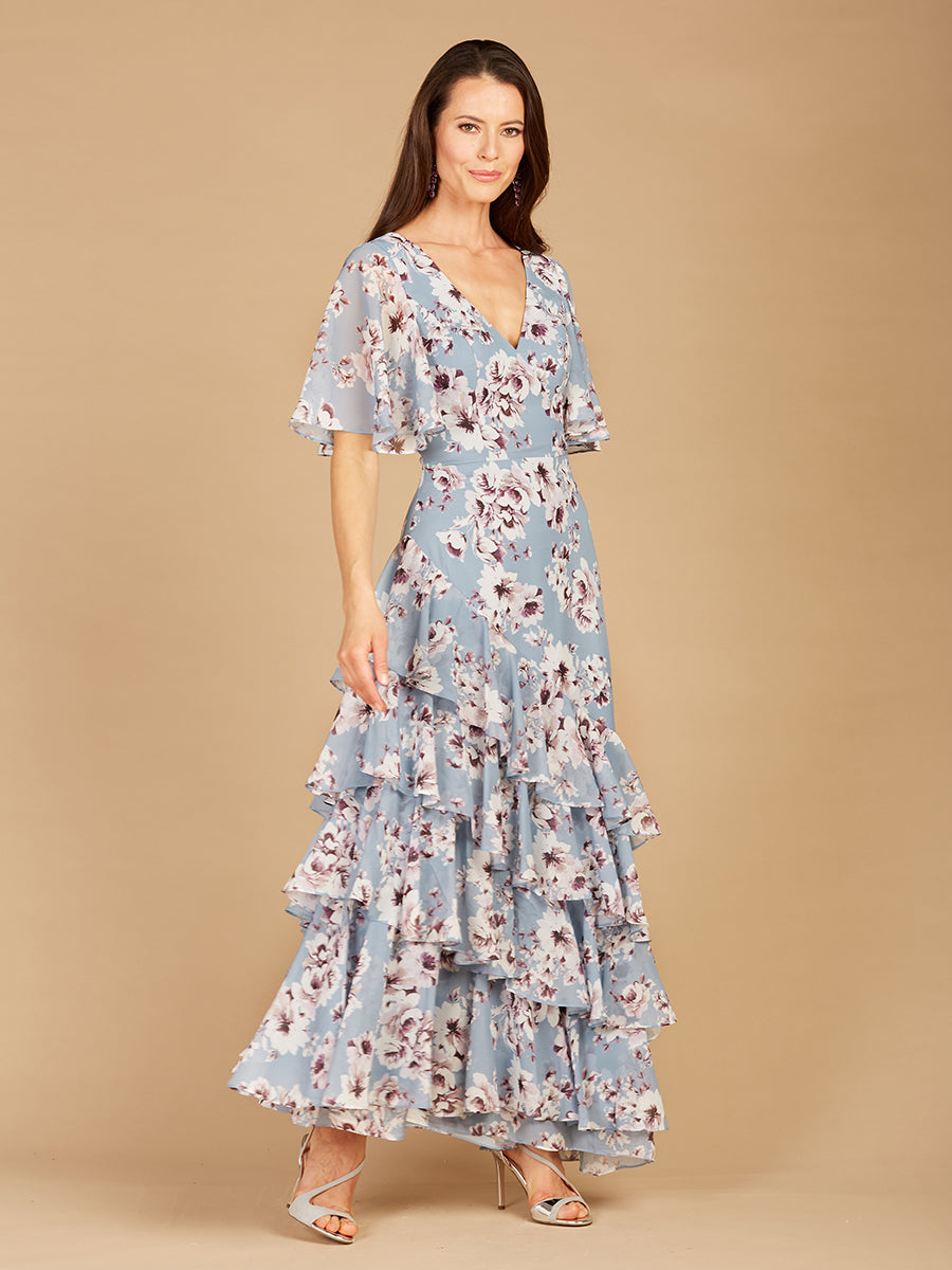 Cape Sleeve Print Dress- OUTLET by Lara New York