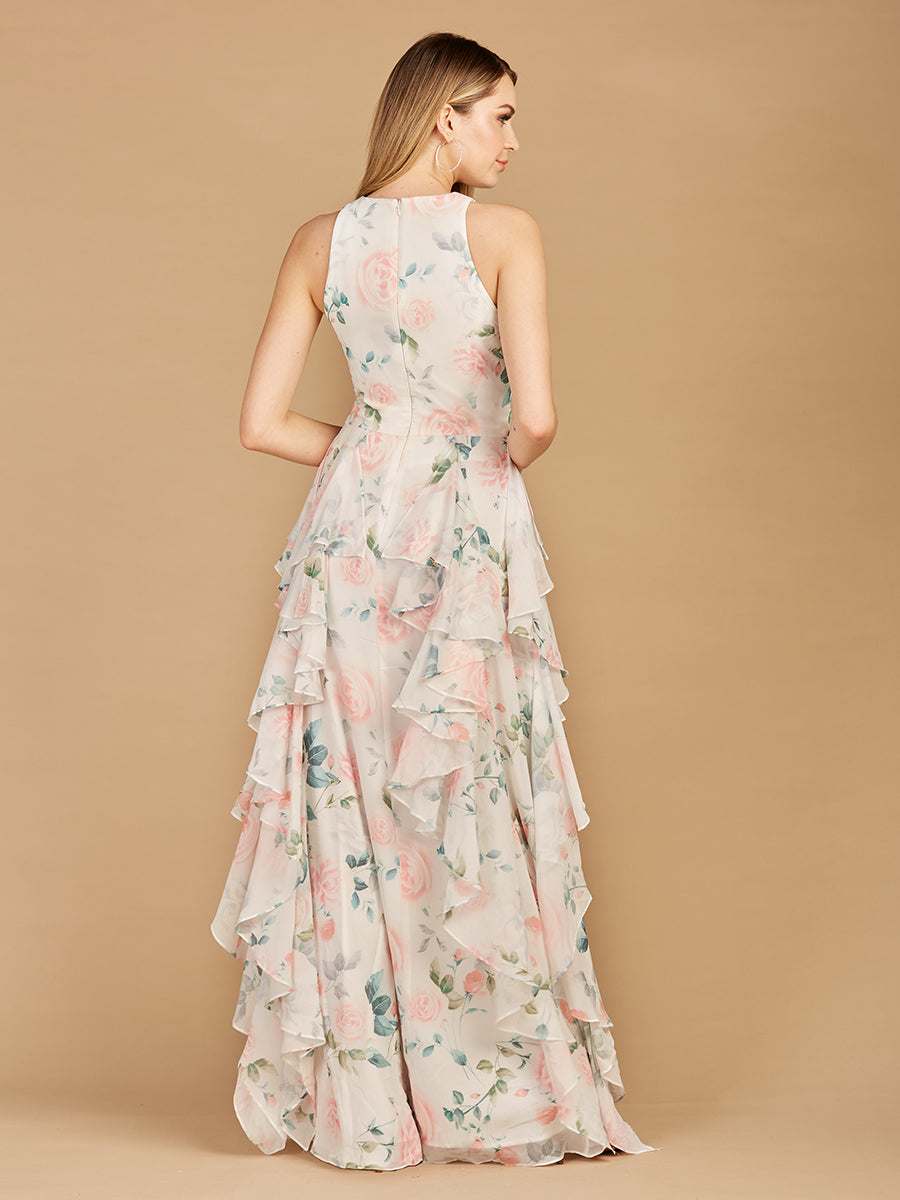 High Neck, Ruffled Skirt Printed Dress - OUTLET by Lara New York