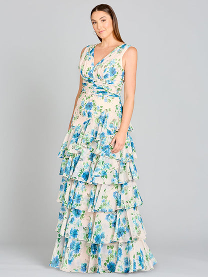 Ruffle Skirt Print Dress - OUTLET by Lara New York