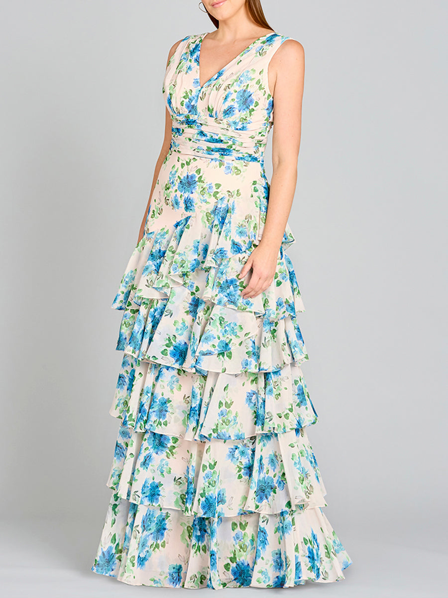 Ruffle Skirt Print Dress - OUTLET by Lara New York