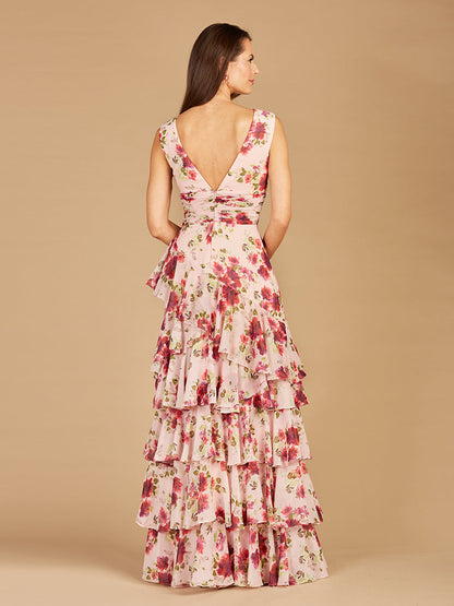 Ruffle Skirt Print Dress - OUTLET by Lara New York