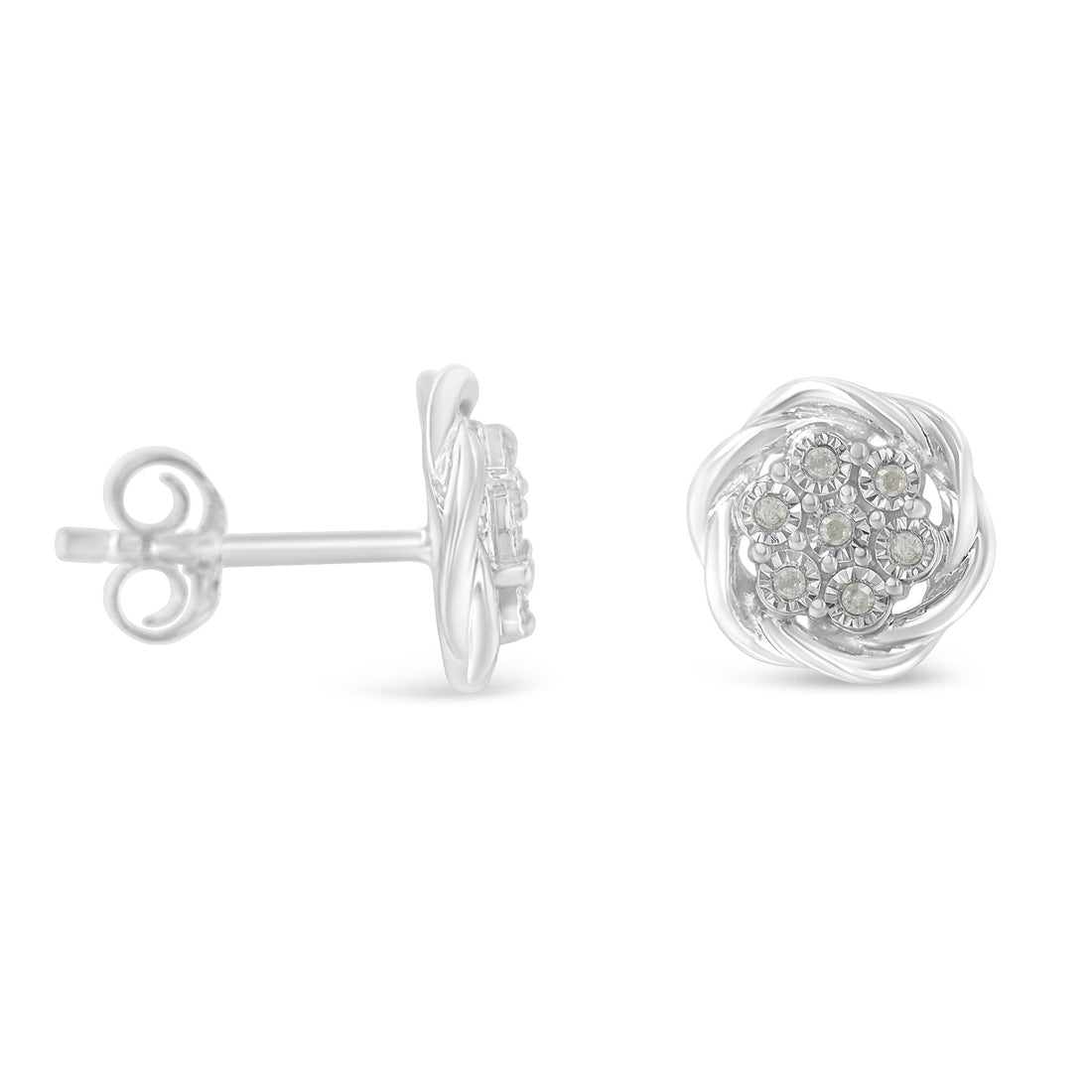Sterling Silver Diamond Swirl Cluster Stud Earrings (1/6 cttw, I-J Color, I2-I3 Clarity) by Bids.com