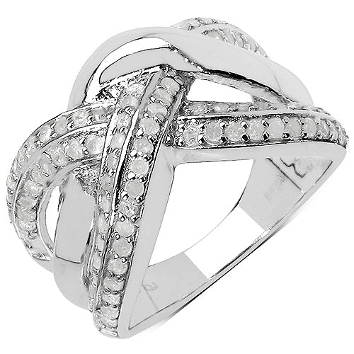 0.55 Carat Genuine White Diamond .925 Sterling Silver Ring by Bids.com