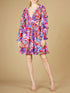 Long Sleeve Print Cocktail Short with Lace Up Back and Cutouts - OUTLET by Lara New York