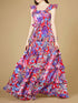 Printed Gown with Ruffle Skirt - OUTLET by Lara New York