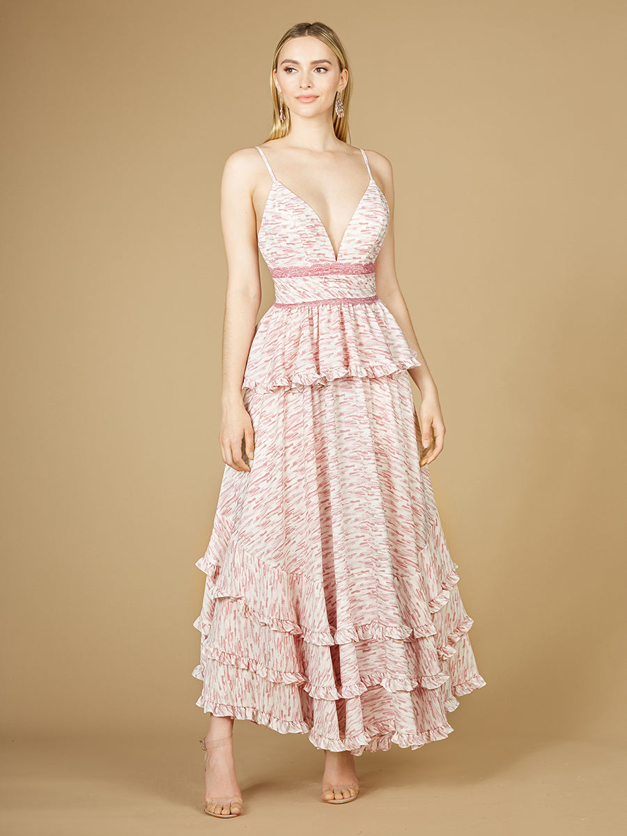 Plunging V-Neck Print Dress OUTLET by Lara New York
