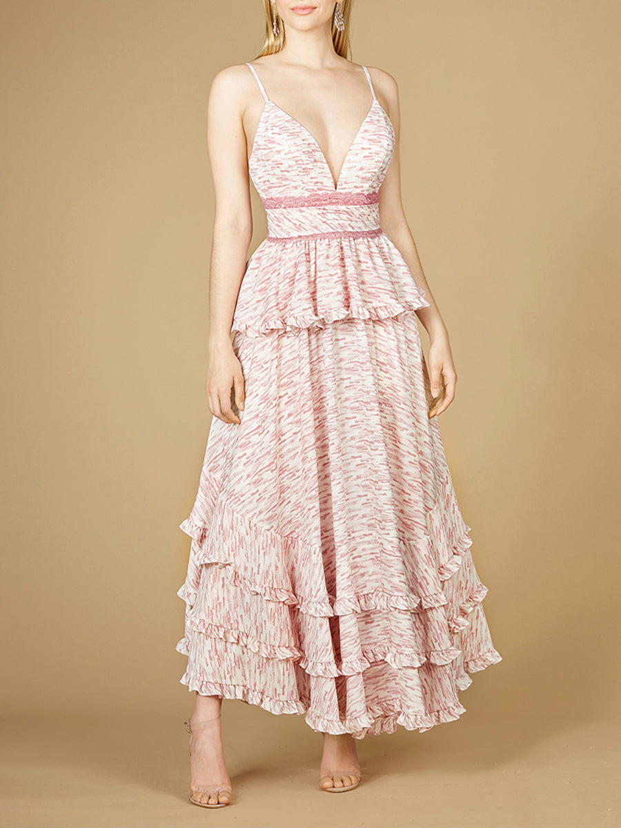 Plunging V-Neck Print Dress OUTLET by Lara New York