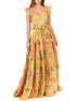 Ruffle Printed Gown with Straps OUTLET by Lara New York