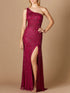 One-Shoulder Beaded Gown with Slit by Lara New York