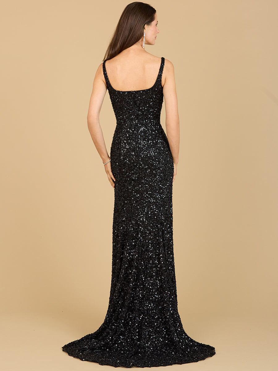 Sweetheart Neckline, Beaded Gown with Slit by Lara New York