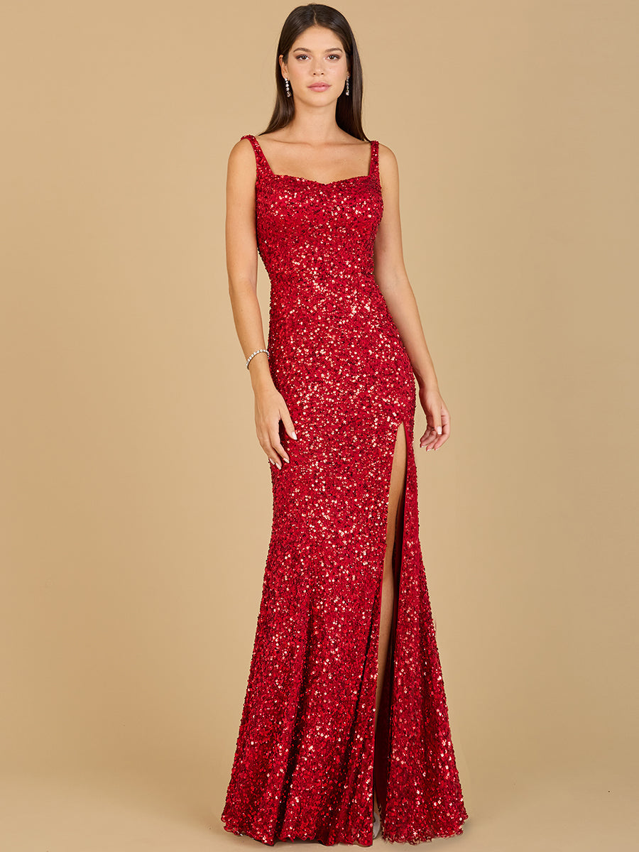 Sweetheart Neckline, Beaded Gown with Slit by Lara New York
