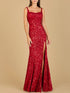 Sweetheart Neckline, Beaded Gown with Slit by Lara New York